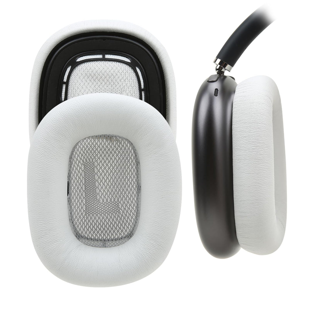 Lambskin Ear Pads for AirPods Max Headphones Sheepskin Leather Earpads Replacement with Memory Foam and Magnet Sweat Proof& Excellent Noise Isolation White