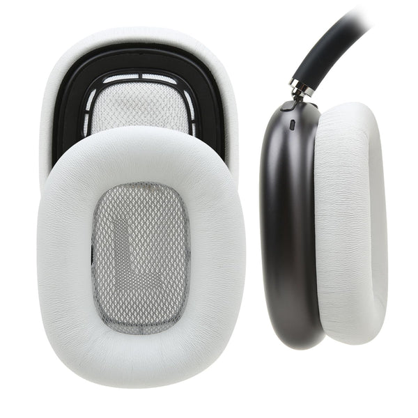 Lambskin Ear Pads for AirPods Max Headphones Sheepskin Leather Earpads Replacement with Memory Foam and Magnet Sweat Proof& Excellent Noise Isolation White