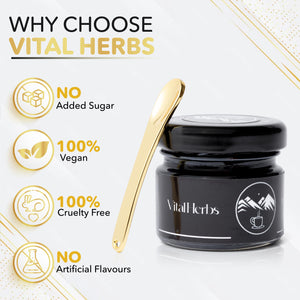 Vital Herbs Himalayan Pure Shilajit Resin for Men & Women | High Potency - 85+ Trace Minerals, 75%+ Fulvic Acid, QR for Lab Test Report, 60 Servings for Immune Support & Energy, 20g | Gold Graded