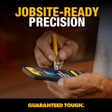 Load image into Gallery viewer, DEWALT Heavy Duty 3-in-1 Mini Stylus Pocket Pen, Tablet Pens for iPad, EDC Touch Screen Pens, Ballpoint w/Touchscreen Tip, Keypad Tip, Compatible iPhone Stylus Pen, Extra Ink Cartridge, Gifts for Dad
