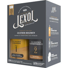 Load image into Gallery viewer, Lexol All Leather Cleaner and Conditioner Kit for Car Seats and Interiors, Couches and Furniture, Shoes and Boots, Baseball Gloves and Horse Saddles, Two 8 oz Bottles and Two Sponges