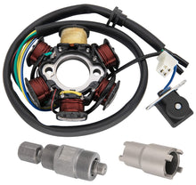Load image into Gallery viewer, Ignition Stator Magneto 5 wire AC 6 Pole Coil for GY6 125cc 150cc Scooter ATV Go Kart TAOTAO Dune Buggy, 6 Coil 5 Wire Stator Magneto With Magneto Flywheel Puller