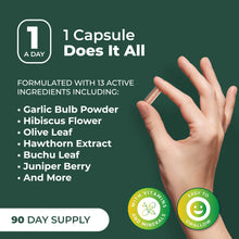 Load image into Gallery viewer, PurePremium Blood Pressure Supplements with Hawthorn Berry, Hibiscus, Garlic &amp; Vitamin B12- Nitric Oxide Supplement for Normal Heart Health, Circulation Health &amp; Blood Pressure Support - 90ct