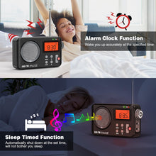 Load image into Gallery viewer, Goodes Portable Radio AM FM with Best Reception, Transistor Radio with Loud Speaker, Battery Powered or DC USB, Clear Dial, Digital Time Display, Headphone Jack,Perfect for Home/Outdoor/Emergency Use