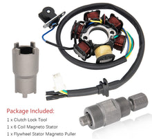 Load image into Gallery viewer, Ignition Stator Magneto 5 wire AC 6 Pole Coil for GY6 125cc 150cc Scooter ATV Go Kart TAOTAO Dune Buggy, 6 Coil 5 Wire Stator Magneto With Magneto Flywheel Puller