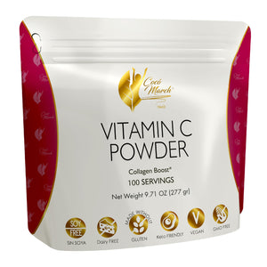 Cocó March N.M.D 1000 mg Vitamin C Powder- for Collagen Production & Immune Support, Zinc, Bromelain, Quercetin, L-Lysine - Free from: Gluten Dairy, Soy, GMOs, Vegan and Keto Friendly 10 Oz