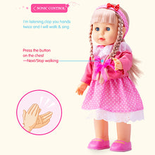 Load image into Gallery viewer, POCO DIVO Walking Doll 17&quot; Interactive Vinyl Toy Baby Sonic Control Cuddly Girl Singing Talking Blonde Princess with Blinking Eyes