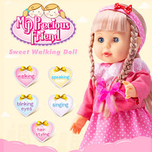 Load image into Gallery viewer, POCO DIVO Walking Doll 17&quot; Interactive Vinyl Toy Baby Sonic Control Cuddly Girl Singing Talking Blonde Princess with Blinking Eyes