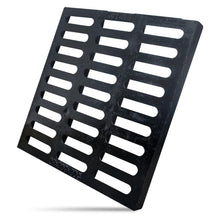 Load image into Gallery viewer, Cast Iron Drain Grate 24x24 Inch Outdoor Square Drain Cover B Class Heavy Duty Sewer Grate Durable Channel Grate for Driveway Concrete Yard Garage Black Finish