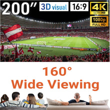 Load image into Gallery viewer, Japard 200 Inch Projector Screen Outdoor Indoor, 4K Full HD 3D 16:9 Double-Sided Projection, Foldable Portable, Wall Mount Hanging Extra Large for Outside Theater, Home Backyard Movies, Party
