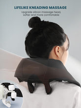 Load image into Gallery viewer, Cordless Shiatsu Neck Back Massager with Soothing Heat, USB C Rechargeable Deep Tissue 6D Kneading Electric Massage for Muscle Pain Relief, Lightweight and Hand-Free for Home, Office, and Car Use
