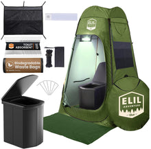 Load image into Gallery viewer, Pop Up Privacy Tent for Portable Toilet for Adults Camping Portable Toilet with Sensor Light Toilet Bags Poo Powder Porta Potty Chemicals