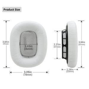 Lambskin Ear Pads for AirPods Max Headphones Sheepskin Leather Earpads Replacement with Memory Foam and Magnet Sweat Proof& Excellent Noise Isolation White