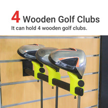Load image into Gallery viewer, Swift Courser 2 Packs Golf Club Holder Wood and Driver Organize Storage Display for Slatwall to Hold 4 Clubs, 16.33&quot;, Black (Bracket (Black) + Holder (Black), 16.33&quot; (41.5cm))