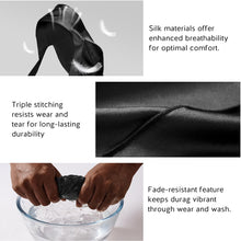 Load image into Gallery viewer, YFONG 100% 22 Momme Mulberry Silk Durags for Men Women, Extra Long Strap Silky Durag, Breathable and Soft Do Rag for 360 Waves, Perfect for Nourishing Your Hair and Fashionable Outfits, 1Pc, Black