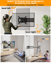 Load image into Gallery viewer, WHYFONE 48&#39;&#39; Extension Long Arm TV Wall Mount Heavy Duty, Landscape to Portrait Full Motion TV Mount Vertical for 26&#39;&#39;-65&#39;&#39; Screens, VESA 400x400mm,16&#39;&#39;Wood Stud/Concrete/Brick Wall