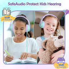 Load image into Gallery viewer, Candy Bila Kids Headphones, Wired Headphones for Kids Over Ear with Microphone, 85/94dB Volume Limiter Headphone for Girls Boys, Foldable Headphone for Learning &amp; Entertainment,Gradient Purple