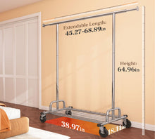 Load image into Gallery viewer, HOKEEPER Clothes Rack, Clothing Racks for Hanging Clothes Heavy Duty Garment Rack Rolling Coat Rack with Lockable Wheels Portable Closet, for Bedroom, Living Room, Laundry, Balcony