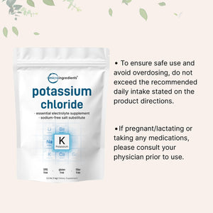 Potassium Chloride Powder, 1 KG (35 Ounce) | Salt Substitute & Essential Hydration Electrolyte Supplement | Supports Mineral Balance, Heart, Joint, and Immune Health | Filler Free, Dissolves Easily