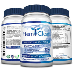 HemClear for Hemorrhoids - Vegan Formula for Hemorrhoid Relief & Vascular Health - Maximum Strength 1 Bottle 135 Capsules - 3 Month Supply