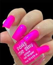 Load image into Gallery viewer, Polish Me Silly Barbee On The Glow - Neon Pink Blue NEON Glow Pop Collection MultiColor Shifting: Mylar Oil Slick Indie Nail Polish