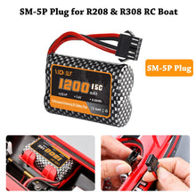 Load image into Gallery viewer, VICMILE 7.4V 1200mah Li-ion Battery 2S 15C RC Boat Batteries R208 R308 Battery Fit for High Speed Remote Control Boats 2Pack with USB Chargers