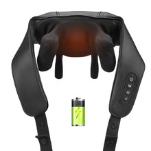 Load image into Gallery viewer, Cordless Shiatsu Neck Back Massager with Soothing Heat, USB C Rechargeable Deep Tissue 6D Kneading Electric Massage for Muscle Pain Relief, Lightweight and Hand-Free for Home, Office, and Car Use