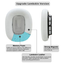 Load image into Gallery viewer, Lambskin Ear Pads for AirPods Max Headphones Sheepskin Leather Earpads Replacement with Memory Foam and Magnet Sweat Proof&amp; Excellent Noise Isolation White