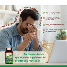 Load image into Gallery viewer, zooone- 60pcs Lutein Eye Vitamins Supplement Nutritional Supplement for Macular Health &amp; Dry Eye Support, Contains Lutein, Zinc, Vitamins C/E &amp; Zeaxanthin