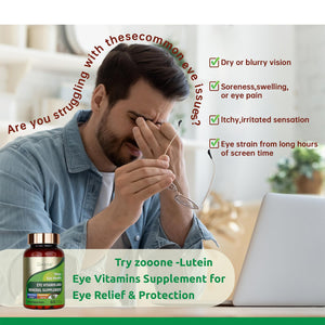 zooone- 60pcs Lutein Eye Vitamins Supplement Nutritional Supplement for Macular Health & Dry Eye Support, Contains Lutein, Zinc, Vitamins C/E & Zeaxanthin