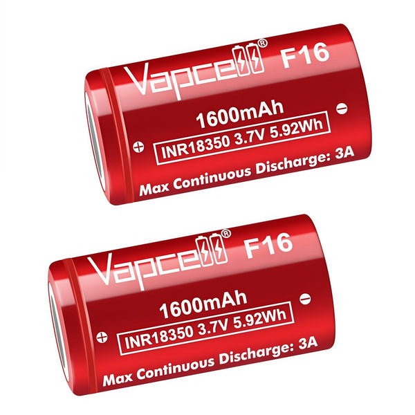 Itexkun F16 3.7V INR 18350 1600mAh 3A Flat top Rechargeable Battery (Pack of 2)