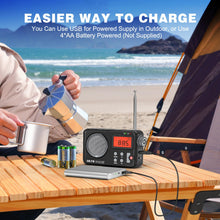 Load image into Gallery viewer, Goodes Portable Radio AM FM with Best Reception, Transistor Radio with Loud Speaker, Battery Powered or DC USB, Clear Dial, Digital Time Display, Headphone Jack,Perfect for Home/Outdoor/Emergency Use
