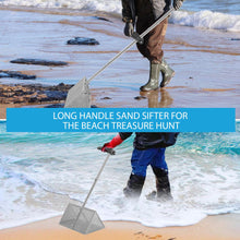 Load image into Gallery viewer, Sand Flea Rake Detachable Long Handle Sand Sifter for Beach Sharp Teeth Wide Basket Sand Fleas Catcher Stainless Steel Sand Crab Catcher for Travelling