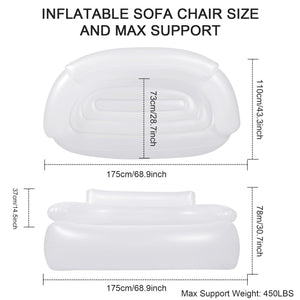 MIICASA Double Inflatable Couch Sofa Camping Chair, LED Inflatable Chair with Lights, Blow Up Illuminated Air Lounger Chair with Electric Pump, Indoor Outdoor Automatic Inflatable Sofa for Room Yard