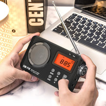Load image into Gallery viewer, Goodes Portable Radio AM FM with Best Reception, Transistor Radio with Loud Speaker, Battery Powered or DC USB, Clear Dial, Digital Time Display, Headphone Jack,Perfect for Home/Outdoor/Emergency Use