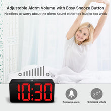 Load image into Gallery viewer, DreamSky Small Digital Alarm Clock for Bedroom, Large Big Numbers Display with Brightness Dimmer, Electric Bedside Desk Clock with USB Charging Port, Adjustable Alarm Volume, USB-C Adapter Powered