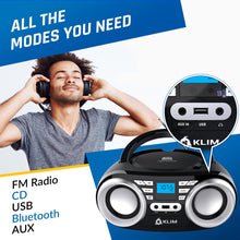 Load image into Gallery viewer, KLIM B3 Portable CD Player Boombox with FM Radio, Bluetooth, USB, AUX, and FM Radio Dual Speakers, EQ Sound Effects, 20 Preset Stations, Compact and Lightweight