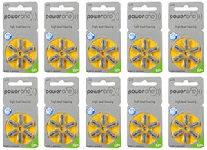 Power One Hearing Aid Battery Size 10 - Pack Of 60 Batteries