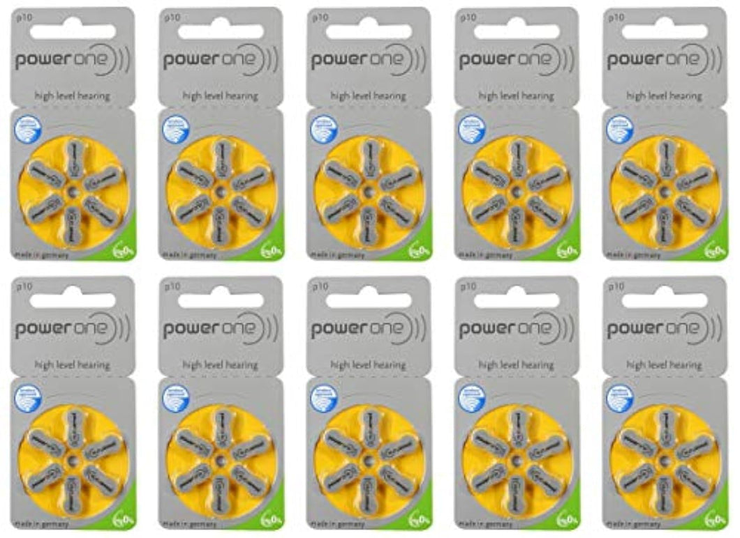 Power One Hearing Aid Battery Size 10 - Pack Of 60 Batteries