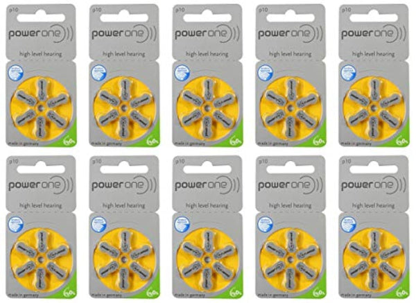 Power One Hearing Aid Battery Size 10 - Pack Of 60 Batteries