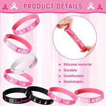 Load image into Gallery viewer, Aoriher 48 Pcs Breast Cancer Awareness Bracelets Pink Ribbon Breast Cancer Silicone Wristbands for Party Favor(Print Style)