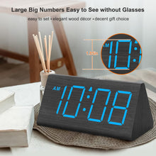 Load image into Gallery viewer, DreamSky Wooden Digital Alarm Clocks for Bedrooms - Electric Desk Clock with Large Numbers, USB Port, Loud Alarm for Heavy Sleepers, Adjustable Volume, Dimmer, DST, Wood Décor Gifts, Adapter Powered