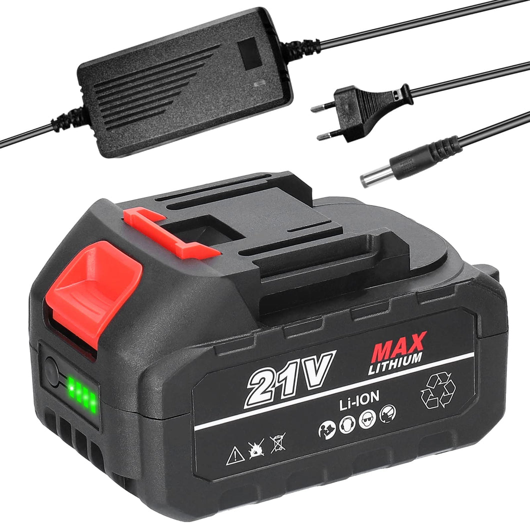 Vislone 21V Rechargeable Lithium Battery and Battery Adapter Replacement Battery for Power Tool with Battery Level Indicator