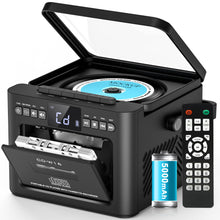 Load image into Gallery viewer, Greadio Boombox CD and Cassette Player Combo, 5000mAh Rechargable CD Player Boombox with Bluetooth Receive/Transmit/FM Radio/USB/TF/AUX/Remote Control, Boom Box Cassette Player for Home Outdoor