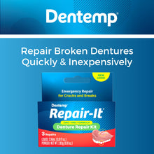 Load image into Gallery viewer, Dentemp Repair Kit - Repair-It Advanced Formula Denture Repair Kit - Denture Repair Kit Repairs Broken Dentures - Denture Repair to Mend Cracks &amp; Replace Loose Teeth