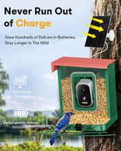 Load image into Gallery viewer, Metal Smart Bird Feeder with Camera – Solar Powered, AI Bird Identification &amp; 2.5K HD Auto Capture Videos, Arrival Notifications, 2.1L Capacity &amp; 100% Durable Design
