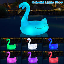 Load image into Gallery viewer, Alpcouts Giant Inflatable Swan Pool Float Adult with Colorful Lights, Solar Powered Large Swan Beach Pool Floaties, 60&#39;&#39; Lake Pool Raft Lounge Inflatable Ride-On with Fast Valves for Summer Water Fun.