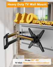 Load image into Gallery viewer, WHYFONE 48&#39;&#39; Extension Long Arm TV Wall Mount Heavy Duty, Landscape to Portrait Full Motion TV Mount Vertical for 26&#39;&#39;-65&#39;&#39; Screens, VESA 400x400mm,16&#39;&#39;Wood Stud/Concrete/Brick Wall