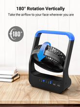 Load image into Gallery viewer, Battery Operated Fan, Camping Fan Battery Powered, Super Long Lasting, Portable D-Cell Battery Powered Desk Fan with Timer, 3 Speeds, Quiet, 180° Rotation, for Office,Bedroom,Outdoor, 5&#39;&#39;, Blue
