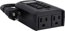 Load image into Gallery viewer, myTouchSmart Outlet Timer, Dual Plug-in Digital Timer Outlet, Simple Programmable Outlet Timer, Indoor/Oudoor Countdown Timer, Weather Resistant, Seasonal Light Timer, Black, 1 Pack, 26898-P2